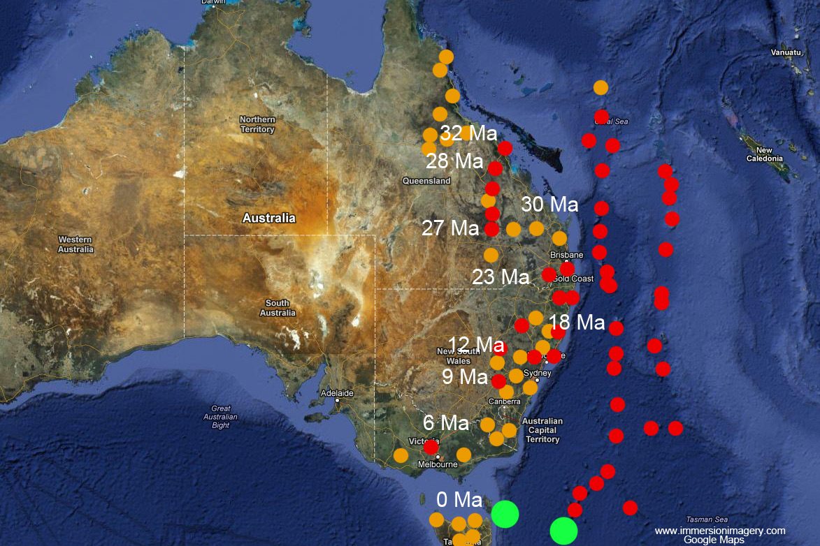 volcano and lava field map of australia